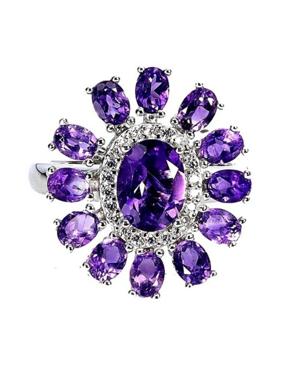 925 Sterling Silver Ring Sz 7.75 with Natural Oval Amethyst 8x6mm Gemstone
